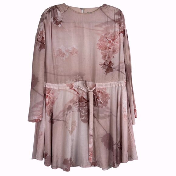 AllSaints Cassandra Ume Dress US 2 UK 6 Blush Pink Floral Print Belted Mini - Picture 1 of 15